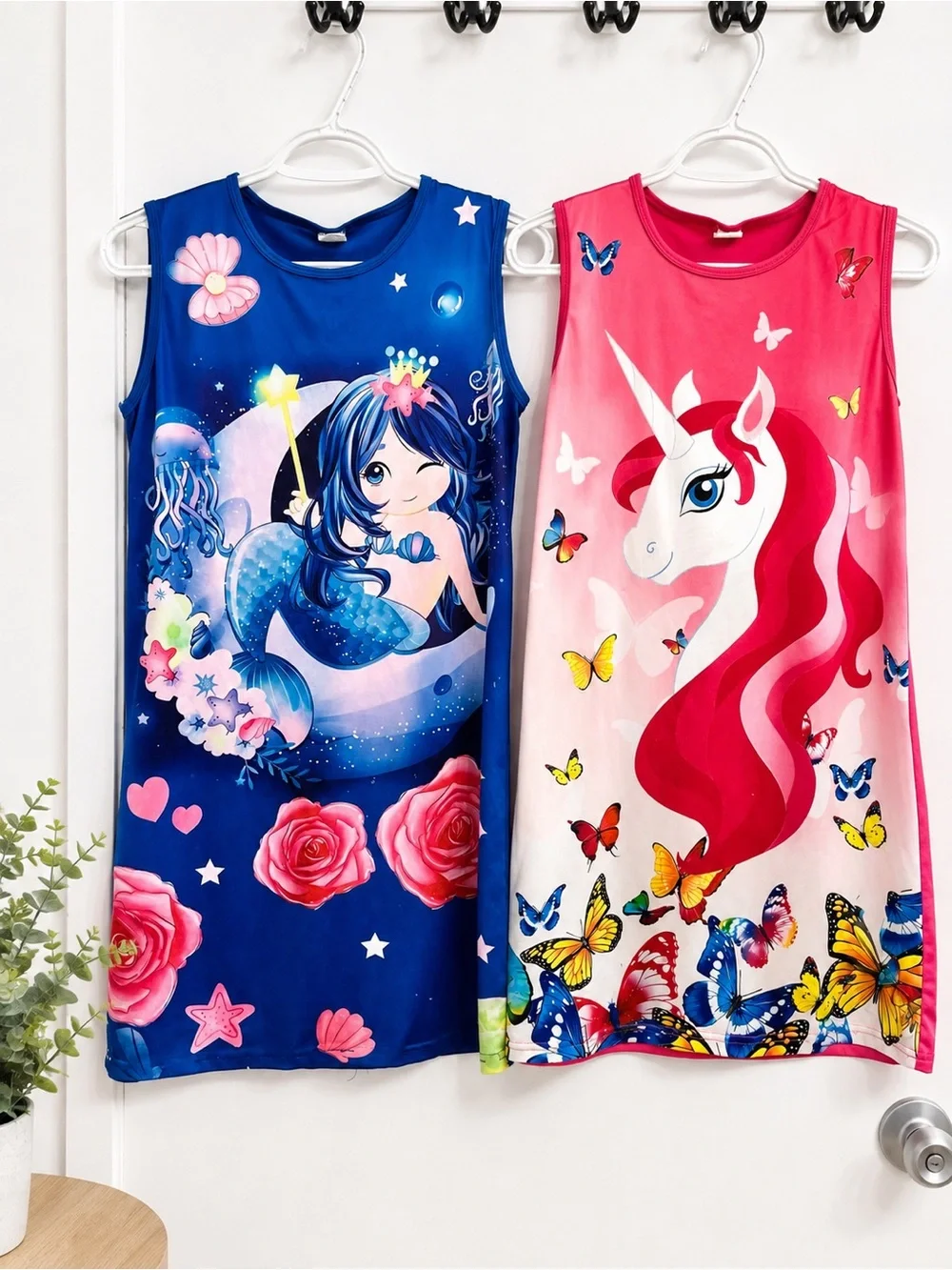 Girls Mermaid & Unicorn Nightgown Sleep Dresses 11yr-12yr Set of 2